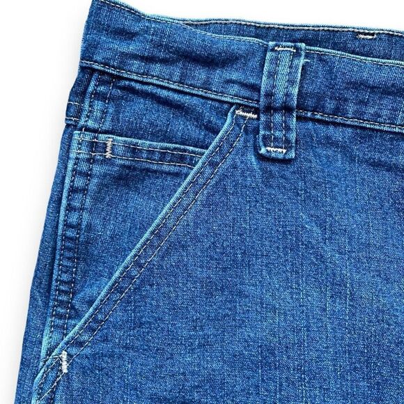 Vintage Wrangler Shorts Medium Wash Baggy Denim Carpenter Utility Denim Jorts - Picture 5 of 11